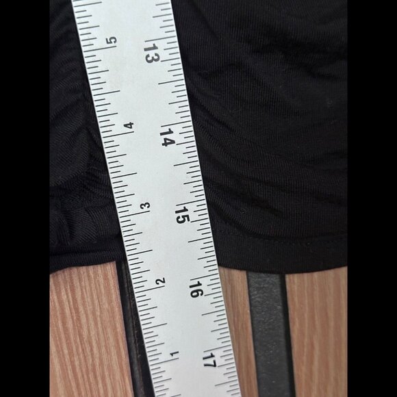 Wilfred Crop Top Small Womens Black Square Neck Chambray Jersey Stretch Ruched - Picture 5 of 7